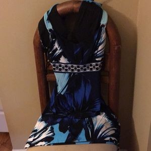 WHBM Blue Patterned Dress XXS